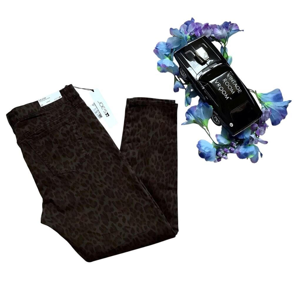 Joe's Jeans NWT The Icon Mid Rise Skinny Ankle Leopard Jeans Women 32